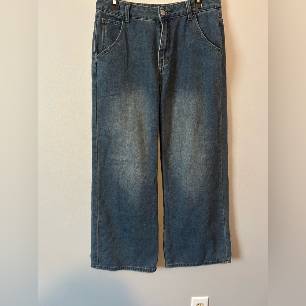 Dazy Women’s Large Classic Blue Denim Straight Leg Mom Original Jeans